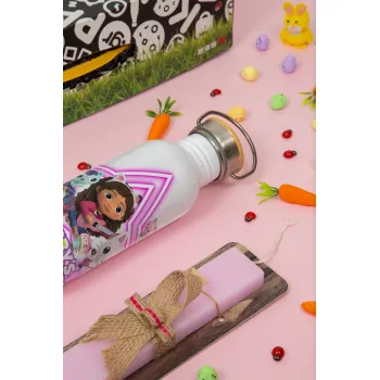 Gabby Dollhouse (ΤΟ ΚΟΥΚΛΟΣΠΙΤΟ ΤΗΣ ΓΚΑΜΠΙ), Πασχαλινή Λαμπάδα με παγούρι μεταλλικό (620ml, stainless steel) & κερί αρωματικό πλακέ (30cm) (ΡΟΖ)