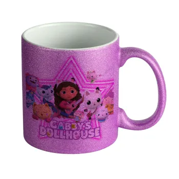 Gabby Dollhouse (ΤΟ ΚΟΥΚΛΟΣΠΙΤΟ ΤΗΣ ΓΚΑΜΠΙ), Κούπα Μωβ Glitter που γυαλίζει, κεραμική, 330ml