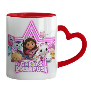 Gabby Dollhouse (ΤΟ ΚΟΥΚΛΟΣΠΙΤΟ ΤΗΣ ΓΚΑΜΠΙ), Κούπα καρδιά χερούλι κόκκινη, κεραμική, 330ml