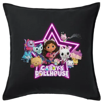 Gabby Dollhouse (ΤΟ ΚΟΥΚΛΟΣΠΙΤΟ ΤΗΣ ΓΚΑΜΠΙ), Μαξιλάρι καναπέ Μαύρο 100% βαμβάκι, περιέχεται το γέμισμα (50x50cm)