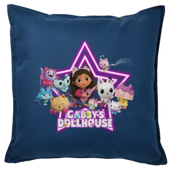 Gabby Dollhouse (ΤΟ ΚΟΥΚΛΟΣΠΙΤΟ ΤΗΣ ΓΚΑΜΠΙ), Μαξιλάρι καναπέ Μπλε 100% βαμβάκι, περιέχεται το γέμισμα (50x50cm)