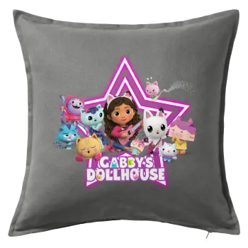 Gabby Dollhouse (ΤΟ ΚΟΥΚΛΟΣΠΙΤΟ ΤΗΣ ΓΚΑΜΠΙ), Μαξιλάρι καναπέ Γκρι 100% βαμβάκι, περιέχεται το γέμισμα (50x50cm)