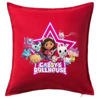 Gabby Dollhouse, Sofa cushion RED 50x50cm includes filling