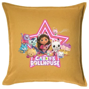 Gabby Dollhouse (ΤΟ ΚΟΥΚΛΟΣΠΙΤΟ ΤΗΣ ΓΚΑΜΠΙ), Μαξιλάρι καναπέ Κίτρινο 100% βαμβάκι, περιέχεται το γέμισμα (50x50cm)