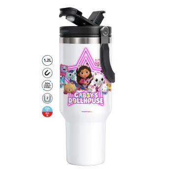 Gabby Dollhouse (ΤΟ ΚΟΥΚΛΟΣΠΙΤΟ ΤΗΣ ΓΚΑΜΠΙ), Mega Tumbler με καπάκι, διπλού τοιχώματος (θερμό) 1,2L