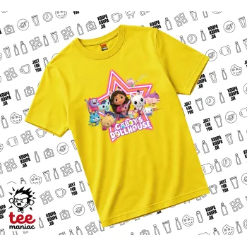 Gabby Dollhouse, yellow childrens T-Shirt made of 100% cotton, for every day. Vegan & OEKO-TEX certified.