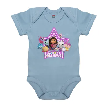 Gabby Dollhouse (ΤΟ ΚΟΥΚΛΟΣΠΙΤΟ ΤΗΣ ΓΚΑΜΠΙ), Βρεφικό φορμάκι μωρού, 0-18 μηνών, Μπλε, 100% Organic Cotton, κοντομάνικο