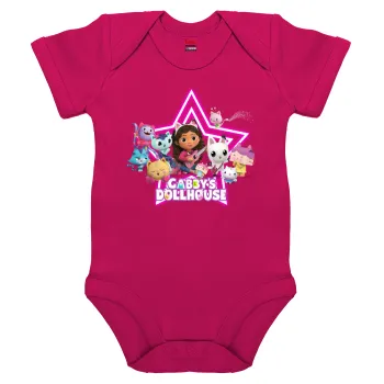 Gabby Dollhouse, Βρεφικό φορμάκι μωρού, 0-18 μηνών, ΡΟΖ, 100% Organic Cotton, κοντομάνικο