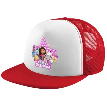 Gabby Dollhouse, Children's Soft Trucker Hat with Red/White Mesh (POLYESTER, CHILDREN'S, ONE SIZE)
