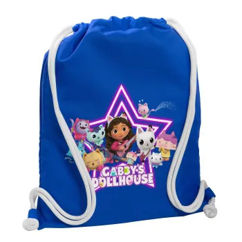 Gabby Dollhouse (ΤΟ ΚΟΥΚΛΟΣΠΙΤΟ ΤΗΣ ΓΚΑΜΠΙ), Τσάντα πλάτης πουγκί GYMBAG Μπλε, με τσέπη (40x48cm) & χονδρά κορδόνια