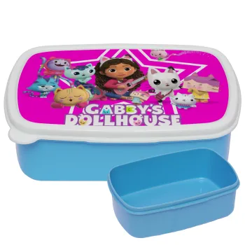 Gabby Dollhouse, ΜΠΛΕ παιδικό δοχείο φαγητού (lunchbox) πλαστικό (BPA-FREE) Lunch Βox M18 x Π13 x Υ6cm