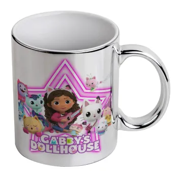 Gabby Dollhouse, Mug ceramic, silver mirror, 330ml