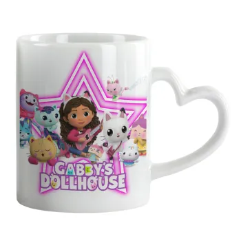 Gabby Dollhouse (ΤΟ ΚΟΥΚΛΟΣΠΙΤΟ ΤΗΣ ΓΚΑΜΠΙ), Κούπα καρδιά χερούλι λευκή, κεραμική, 330ml