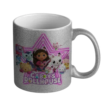 Gabby Dollhouse (ΤΟ ΚΟΥΚΛΟΣΠΙΤΟ ΤΗΣ ΓΚΑΜΠΙ), Κούπα Ασημένια Glitter που γυαλίζει, κεραμική, 330ml