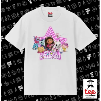 Gabby Dollhouse (ΤΟ ΚΟΥΚΛΟΣΠΙΤΟ ΤΗΣ ΓΚΑΜΠΙ), Κλασικό T-Shirt, διπλής ραφής, χωρίς πλευρικές ραφές ΛΕΥΚΟ από 100% βαμβάκι. Vegan & OEKO-TEX πιστοποιημένο.
