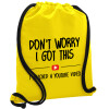 Backpack pouch GYMBAG Yellow, with pocket (40x48cm) & thick cords