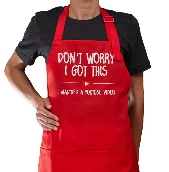 don't worry i got this — Κόκκινη Ποδιά μαγειρικής με τσέπες (ΕΝΗΛΙΚΩΝ)