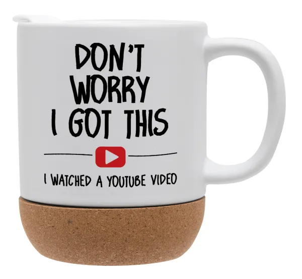 don't worry i got this — Κούπα, κεραμική με βάση φελού και καπάκι (ΜΑΤ), 330ml