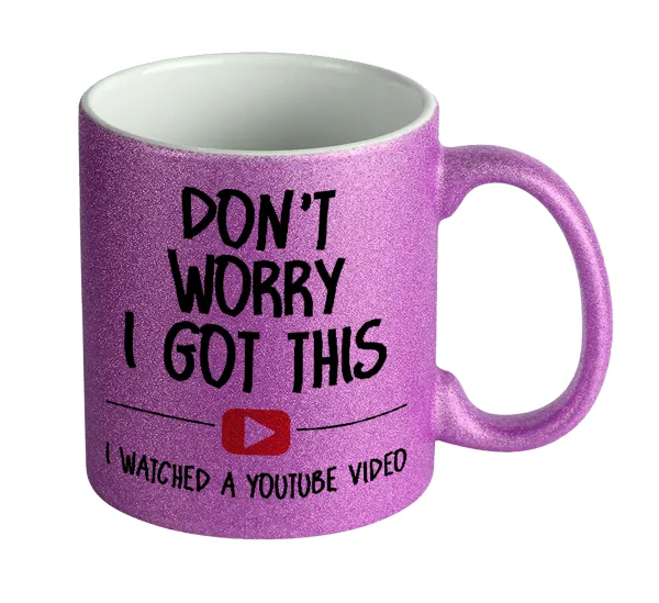 don't worry i got this — Κούπα Μωβ Glitter που γυαλίζει, κεραμική, 330ml