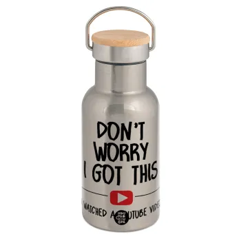 don't worry i got this, i watched a youtube video, Μεταλλικό παγούρι θερμός (Stainless steel) Ασημένιο με ξύλινο καπακι (bamboo), διπλού τοιχώματος, 350ml