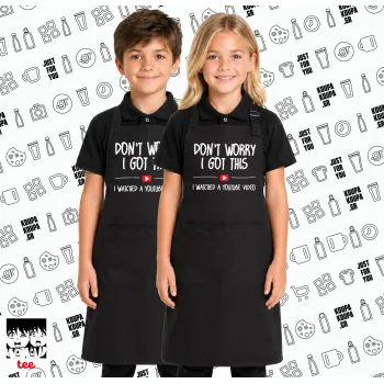 don't worry i got this, i watched a youtube video, Μαύρη ΠΑΙΔΙΚΗ Ποδιά μακριά Σεφ ολόσωμη με τσέπες