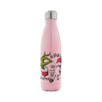 Christmas Meme SIX SEVEN (67), Metal mug thermos Pink Iridiscent (Stainless steel), double wall, 500ml