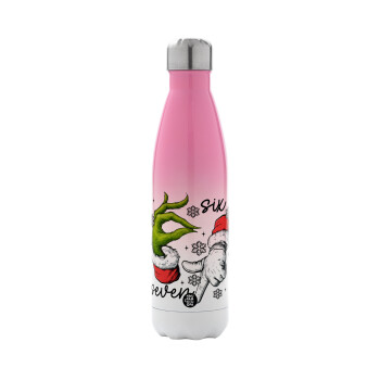 Christmas Meme SIX SEVEN (67), Metal mug thermos Pink/White (Stainless steel), double wall, 500ml