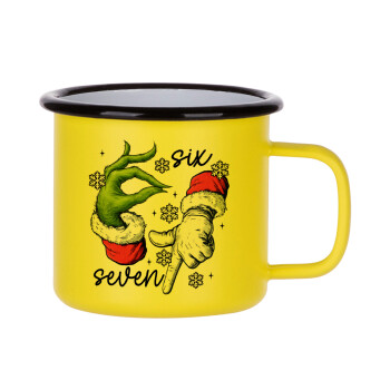Christmas Meme SIX SEVEN (67), Κούπα Μεταλλική εμαγιέ ΜΑΤ Κίτρινη 360ml
