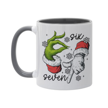 Christmas Meme SIX SEVEN (67), Κούπα χρωματιστή γκρι, κεραμική, 330ml