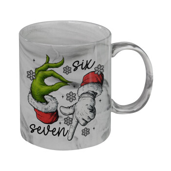 Christmas Meme SIX SEVEN (67), Κούπα κεραμική, marble style (μάρμαρο), 330ml