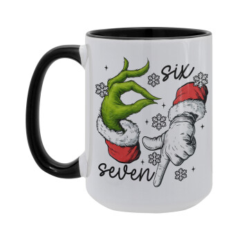 Christmas Meme SIX SEVEN (67), Κούπα Mega 15oz, κεραμική Μαύρη, 450ml