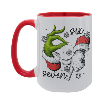 Christmas Meme SIX SEVEN (67), Κούπα Mega 15oz, κεραμική Κόκκινη, 450ml