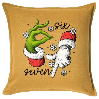 Christmas Meme SIX SEVEN (67), Sofa cushion YELLOW 50x50cm includes filling