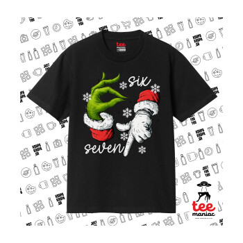 Christmas Meme SIX SEVEN (67), Κλασικό T-Shirt, διπλής ραφής, χωρίς πλευρικές ραφές ΜΑΥΡΟ από 100% βαμβάκι. Vegan & OEKO-TEX πιστοποιημένο.