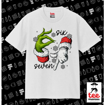 Christmas Meme SIX SEVEN (67), Κλασικό T-Shirt, διπλής ραφής, χωρίς πλευρικές ραφές ΛΕΥΚΟ από 100% βαμβάκι. Vegan & OEKO-TEX πιστοποιημένο.