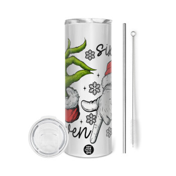 Christmas Meme SIX SEVEN (67), Tumbler ποτήρι θερμό από ανοξείδωτο ατσάλι 600ml, με μεταλλικό καλαμάκι & βούρτσα καθαρισμού