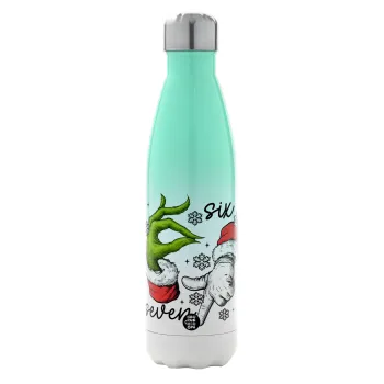 Christmas Meme SIX SEVEN (67), Metal mug thermos Green/White (Stainless steel), double wall, 500ml