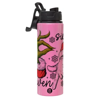 Christmas Meme SIX SEVEN (67), Μεταλλικό παγούρι νερού με καπάκι ασφαλείας, αλουμινίου 850ml