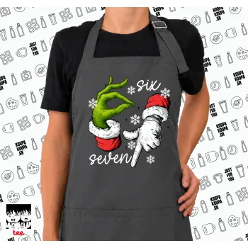 Christmas Meme SIX SEVEN (67), Ποδιά μακριά Σεφ ολόσωμη με τσέπες GREY (ΕΝΗΛΙΚΩΝ)