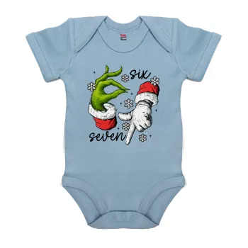 Christmas Meme SIX SEVEN (67), Βρεφικό φορμάκι μωρού, 0-18 μηνών, Μπλε, 100% Organic Cotton, κοντομάνικο