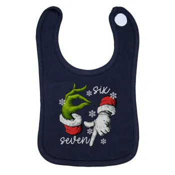 Christmas Meme SIX SEVEN (67), Σαλιάρα με Σκρατς 100% Organic Cotton Μπλε (0-18 months)