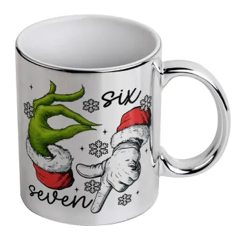 Christmas Meme SIX SEVEN (67), Mug ceramic, silver mirror, 330ml