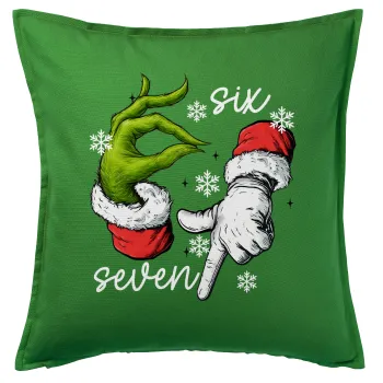 Christmas Meme SIX SEVEN (67), Sofa cushion Green 50x50cm includes filling
