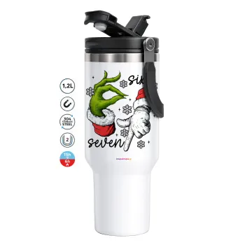 Christmas Meme SIX SEVEN (67), Mega Tumbler με καπάκι, διπλού τοιχώματος (θερμό) 1,2L