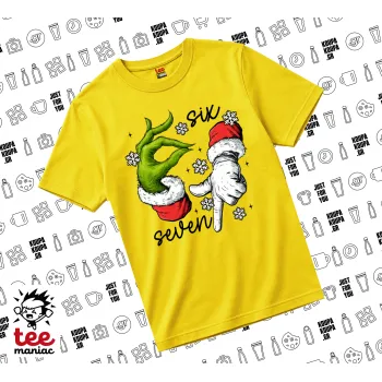 Christmas Meme SIX SEVEN (67), yellow childrens T-Shirt made of 100% cotton, for every day. Vegan & OEKO-TEX certified.