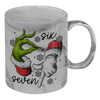 Christmas Meme SIX SEVEN (67), Mug ceramic marble style, 330ml