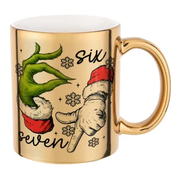 Christmas Meme SIX SEVEN (67), Mug ceramic, gold mirror, 330ml