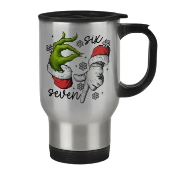 Christmas Meme SIX SEVEN (67), Stainless steel travel mug with lid, double wall 450ml