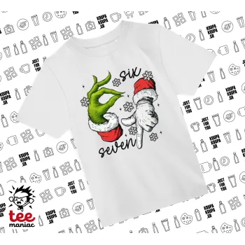 Christmas Meme SIX SEVEN (67), Άνετο παιδικό T-Shirt ΛΕΥΚΟ από 100% βαμβάκι, για κάθε μέρα. Vegan & OEKO-TEX πιστοποιημένο.