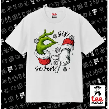 Christmas Meme SIX SEVEN (67), Κλασικό T-Shirt, διπλής ραφής, χωρίς πλευρικές ραφές ΛΕΥΚΟ από 100% βαμβάκι. Vegan & OEKO-TEX πιστοποιημένο.